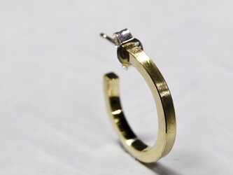 つや消し 真鍮フラットフープピアス 2.0mm幅 マット BRASS｜308の画像