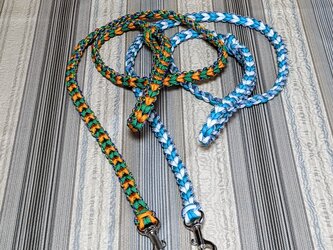 LoveLove編みのリード　小型～中型犬用　お揃いの首輪も作れます(全長１2０ｃｍ)の画像