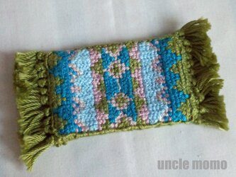 ドール用ツヴィスト刺繍のラグ（玄関・ルームマット）G&B　1/12ミニチュア・ファブリックの画像