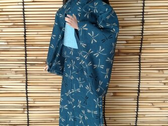 「とんぼ舞う浴衣…青」28～30cmドール浴衣の画像