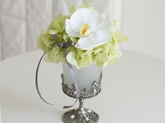 世界にひとつ＊胡蝶蘭と紫陽花のフラワーアレンジメント 大人　お祝い ギフト 贈り物 アーティフィシャルフラワーの画像