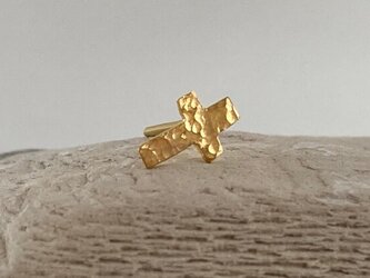 K24◇純金の十字架◇クロス・スタッドピアス（片耳）の画像