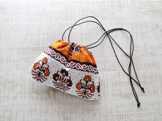 アフリカ布の巾着ショルダー（カンガ）斜めがけ たすき掛け インナーバッグの画像