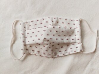 秋冬布マスク　ベージュドットミニヨン　キッズ用の画像