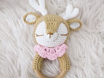おもちゃ 鹿ちゃん ガラガラ ラトル 0歳 男の子 女の子 編みぐるみ 出産祝い あかちゃん ギフト プレゼントの画像