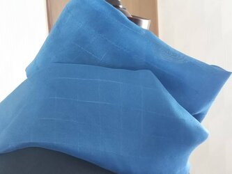 藍染 シルク ストール 格子Ⅱの画像