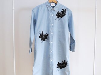 ロングシャツ　ギンガムチェック水色　＜黒牡丹＞の画像