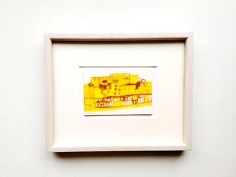 原画「石畳の町並み」水彩イラスト　※木製額縁入りの画像