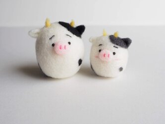 【受注製作】2021年干支(丑)　まゆうし(牛)親子(単品)　羊毛フェルトの画像