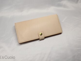 ヌメ革 手縫いのカードホルダー（ナチュラル）の画像