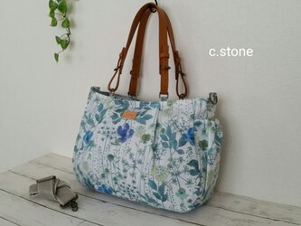　ショルダー紐別売り！　 リバティ　 イルマ　ブルー&ライトブルー　通勤バッグの画像