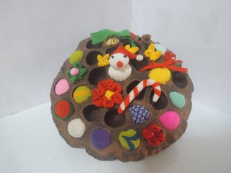 ハスの実飾り　その二　クリスマスの画像