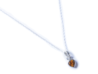 ★送料無料★[Silver925]ハート型のシトリン／黄水晶のシルバーヒーリングネックレス（made in BALI）の画像