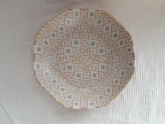 花菱文　八角深皿　ピンク　マット釉薬の画像