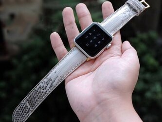 【高級革使用】　腕時計ベルト　アップルウォッチバンド　スペイン産のリザード革 トカゲ革　メンズ　レディースの画像