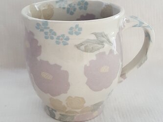 練上　牡丹薔薇  丸マグカップ　透明釉の画像