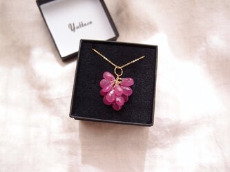 【K14gf】ピンクサファイアのペンダントネックレス50cm／pink sapphireの画像