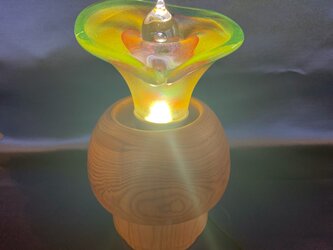 お花のガラスランプ「ひらり橙～珠台」 LED電球の画像
