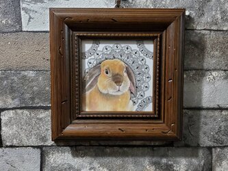 原画 一点もの ボールペンアート 額装付き 百貨店作家 人気 ボールペン画 絵画 ロップイヤー うさぎ ウサギの絵の画像