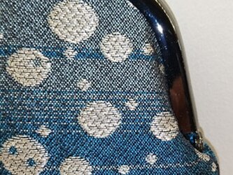 絹織物西陣織　3.3寸　銀糸ドット　青の画像