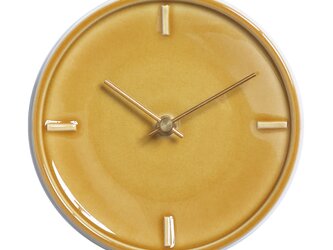 陶器の壁掛け時計　GLAZED CLOCK　ペールイエローの画像