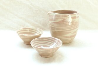 練込　酒器セット　ピンクの画像