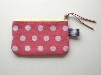水玉 ポーチ M / 帆布 もも