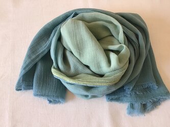 草木染め　コットンショール　コブナグサ＋藍の画像