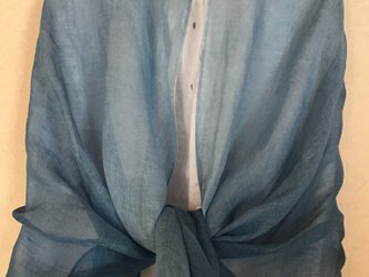 草木染め　麻ショール　藍　ブルーの画像