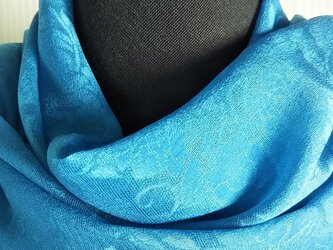 本藍染 地模様 シルク ミニ ストールの画像