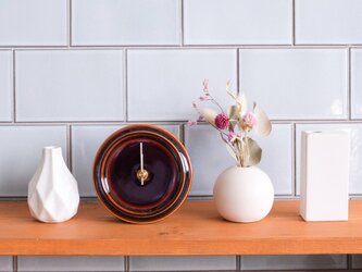 掛け置き時計　2WAY TILE WOOD CLOCK　あめ釉の画像