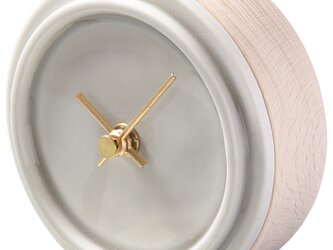 掛け置き時計　2WAY TILE WOOD CLOCK　ペールグレーの画像