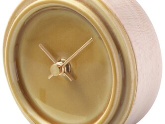 掛け置き時計　2WAY TILE WOOD CLOCK　ペールイエローの画像