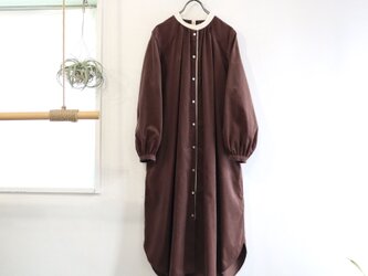 cotton corduroy stand color I-line P dress (chocolate)の画像