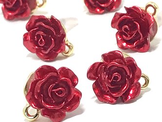 【ピアス】赤い薔薇ピアス 6個【バラの花 ピアスパーツ ハンドメイド素材】の画像