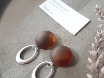 ⭐"レトロを取り入れて…"　ブラウン×シルバー　大人ピアス／イヤリングdの画像