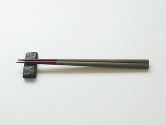 漆箸23cm・箸置きセット　錫と朱の画像