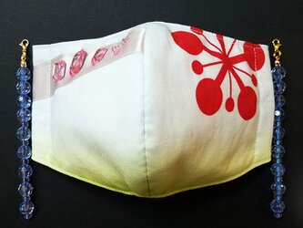 UC 立体 布 インナー マスク 伝統 和柄 和風 可愛い かわいい おしゃれ 梅鉢紋 派手を司る神 祭り 遊郭 チャーム付きの画像