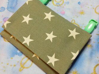 送料込み　ハンドメイド移動ポケット　シンプル　星柄　カーキグリーンの画像