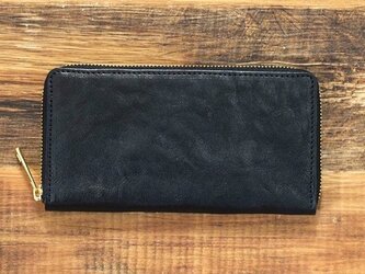 栃木レザー ラウンドファスナー 長財布 スキミング防止付き ブラック 牛革 本革 JAW016の画像