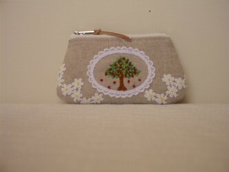 刺繍とレースのミニポーチ　⑩の画像