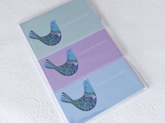 メッセージカード（幸福鳥3色×各5枚・計15枚）の画像