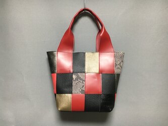 レザーパッチワークハンドバッグ 357の画像