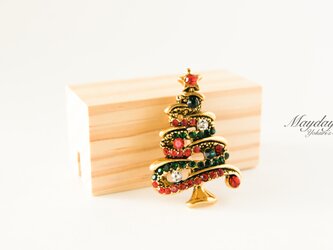 『小さなクリスマスツリーのブローチ』アンティーク調の画像