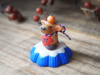 【陶器の小さなちいさな干支飾り】*丑・冨士bの画像