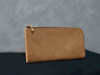 ナチュラルヌメ革なめらかファスナーL字長財布国産牛革＃スマホ収納可能《送料無料》サービス品の画像