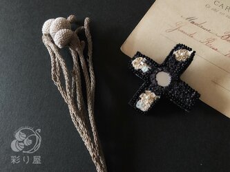 ブローチ【十字架】ロレーヌ型黒の画像