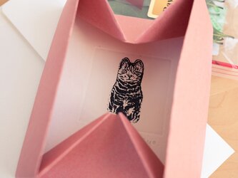 版画ゆうびん no.2“cat tin”（銅版画）の画像