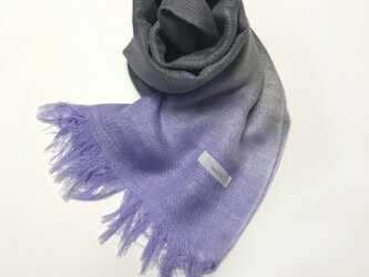 国産シルク100％手描き染めストール 青紫&薄墨色の画像