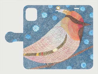 手帳型iPhoneケース/スマホケース/キレンジャク/鳥の画像